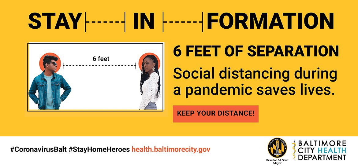Stay in formation, keep six feet of separation.  Social distancing during a pandemic saves lives